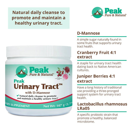 Peak Urinary Tract Supplement Powder - Cranberry and D-Mannose Powder with Juniper Berries and Probiotics for Urinary Tract Health, Ph Balance, UTI Defense - Vegan, Gluten Free (30 Day Supply) - dailyvitalstore
