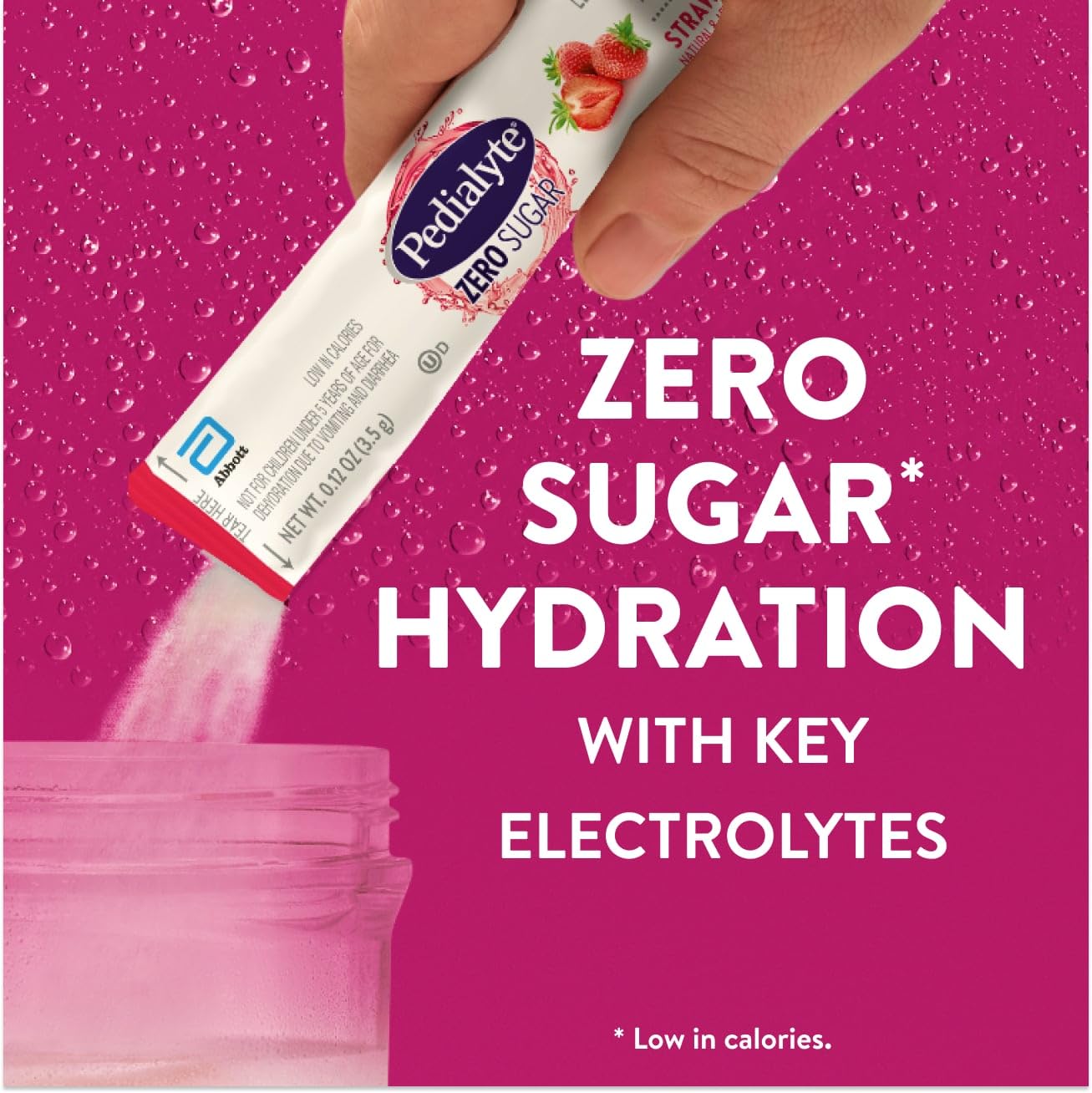 Pedialyte Electrolyte Drink Mix With Zero Sugar | Hydration With Key Electrolytes | Great Hydration Low in Calories | Strawberry, 24 Powder Packets - dailyvitalstore