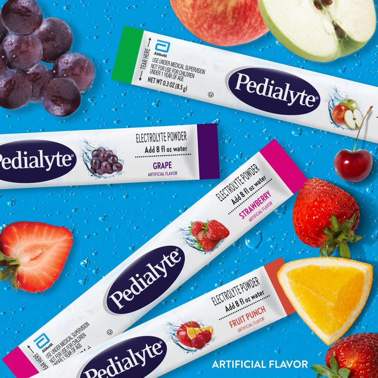Pedialyte Electrolyte Powder, Hydration Drink for Kids & Adults, Variety Pack: Strawberry, Fruit Punch, Grape, and Apple, 24 Powder Packets - dailyvitalstore