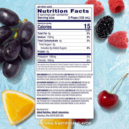 Pedialyte Electrolyte Solution Freezer Pops, Hydration Variety Pack— Grape, Blue Raspberry, Cherry, Orange, Pack of 64 - dailyvitalstore