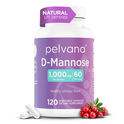 Pelvana D-Mannose 120 Capsules (500mg Each) – 1000mg per Serving – Assists & Maintains Healthy Urinary Tract, Flushes Impurities, Pure Ingredients, Gluten-Free – Third-Party Lab Tested, Made in USA - dailyvitalstore
