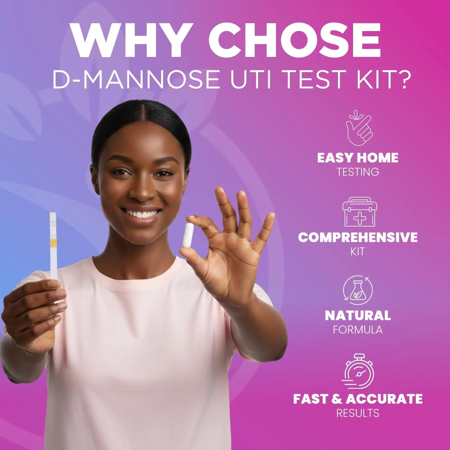 Pelvana D-Mannose UTI Kit for Women – UTI Test Strips & D-Mannose Supplement, At-Home Testing, Maintains Healthy Urinary Tract Balance, Flushes Impurities – 3 Bottles (120 Capsules) + 50 Test Strips - dailyvitalstore