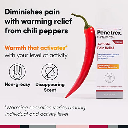 Penetrex Arthritis Warming Pain Relief Cream - Deep Penetrating Capsaicin with Arnica, Vitamin B6 & MSM(DMSO2) - Apply to Hands, Wrists, Feet, Knees, Elbows and Other Affected Areas, 2 oz - dailyvitalstore