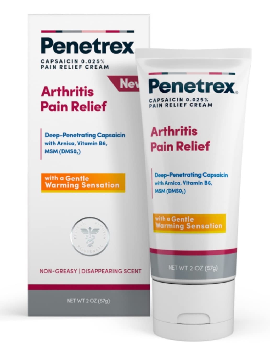Penetrex Arthritis Warming Pain Relief Cream - Deep Penetrating Capsaicin with Arnica, Vitamin B6 & MSM(DMSO2) - Apply to Hands, Wrists, Feet, Knees, Elbows and Other Affected Areas, 2 oz - dailyvitalstore