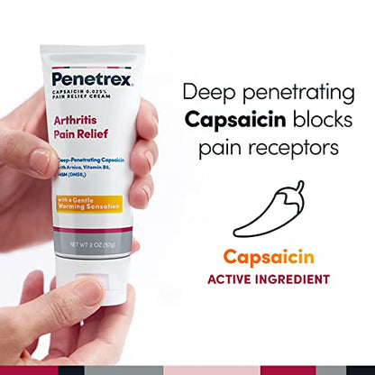 Penetrex Arthritis Warming Pain Relief Cream - Deep Penetrating Capsaicin with Arnica, Vitamin B6 & MSM(DMSO2) - Apply to Hands, Wrists, Feet, Knees, Elbows and Other Affected Areas, 2 oz - dailyvitalstore