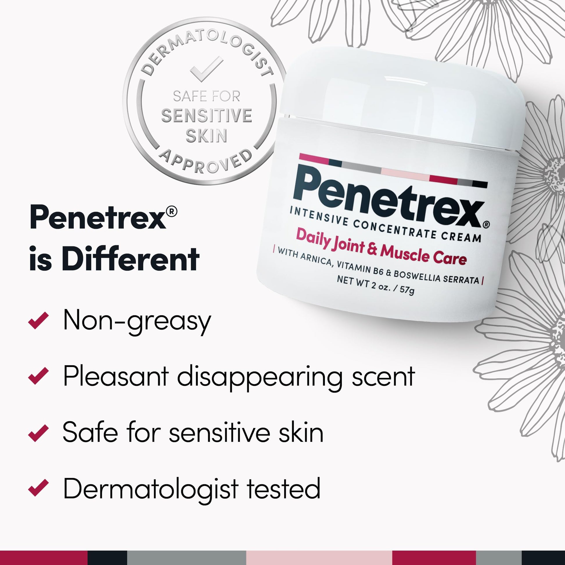 Penetrex Daily Joint & Muscle Care Cream – Soothing Botanical Formula with Arnica, Vitamin B6 & MSM – Lightweight Fast-Absorbing Cream for Everyday Movement - Non-Greasy - Light Scent- 2 oz - dailyvitalstore