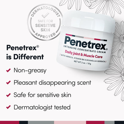 Penetrex Daily Joint & Muscle Care Cream – Soothing Botanical Formula with Arnica, Vitamin B6 & MSM – Lightweight Fast-Absorbing Cream for Everyday Movement - Non-Greasy - Light Scent- 2 oz - dailyvitalstore