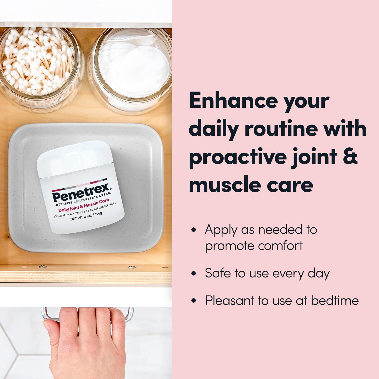 Penetrex Joint & Muscle Therapy - Soothing Comfort for Back, Neck, Hands, Feet - Premium Whole Body Rub with Arnica, Vitamin B6 MSM & Boswellia - Non-Greasy 4oz Cream - dailyvitalstore