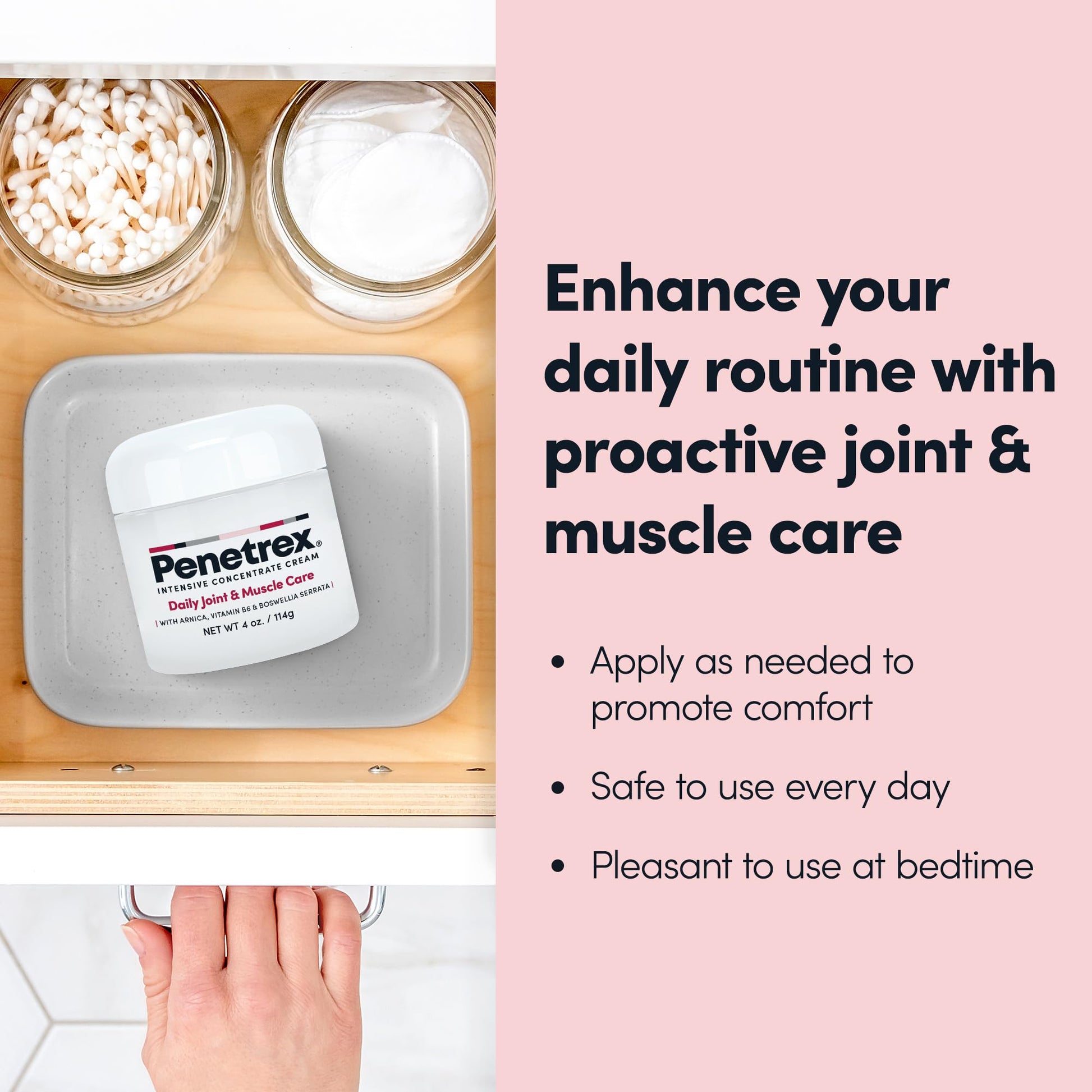 Penetrex Joint & Muscle Therapy - Soothing Comfort for Back, Neck, Hands, Feet - Premium Whole Body Rub with Arnica, Vitamin B6 MSM & Boswellia - Non-Greasy 4oz Cream - dailyvitalstore