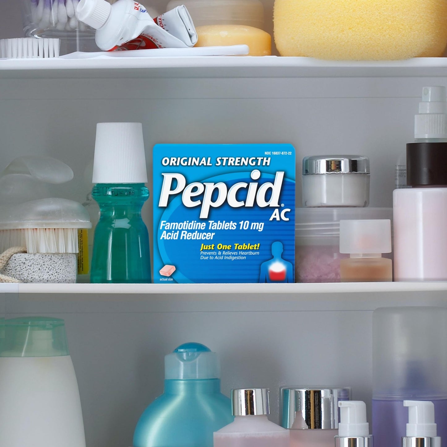 Pepcid AC Original Strength Heartburn Relief Tablets, OTC Medicine Prevents & Relieves Heartburn & Acid Reflux Due to Acid Indigestion, 10mg Famotidine Acid Reducer, Fast-Acting, 90 ct - dailyvitalstore