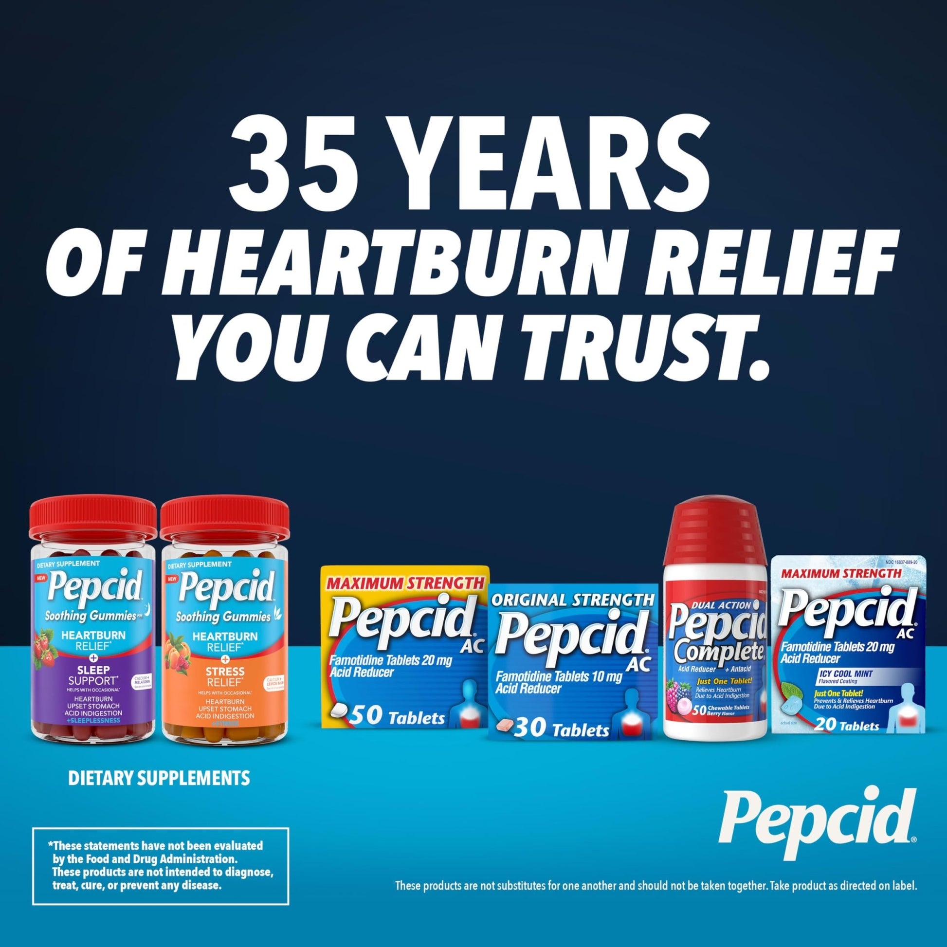 Pepcid Complete Acid Reducer + Antacid Chewable Tablets, 10mg Famotidine, 800mg Calcium Carbonate & 165mg Magnesium Hydroxide per Heartburn Medicine Tablet, Antacid Chews, Berry Flavored, 70 ct - dailyvitalstore