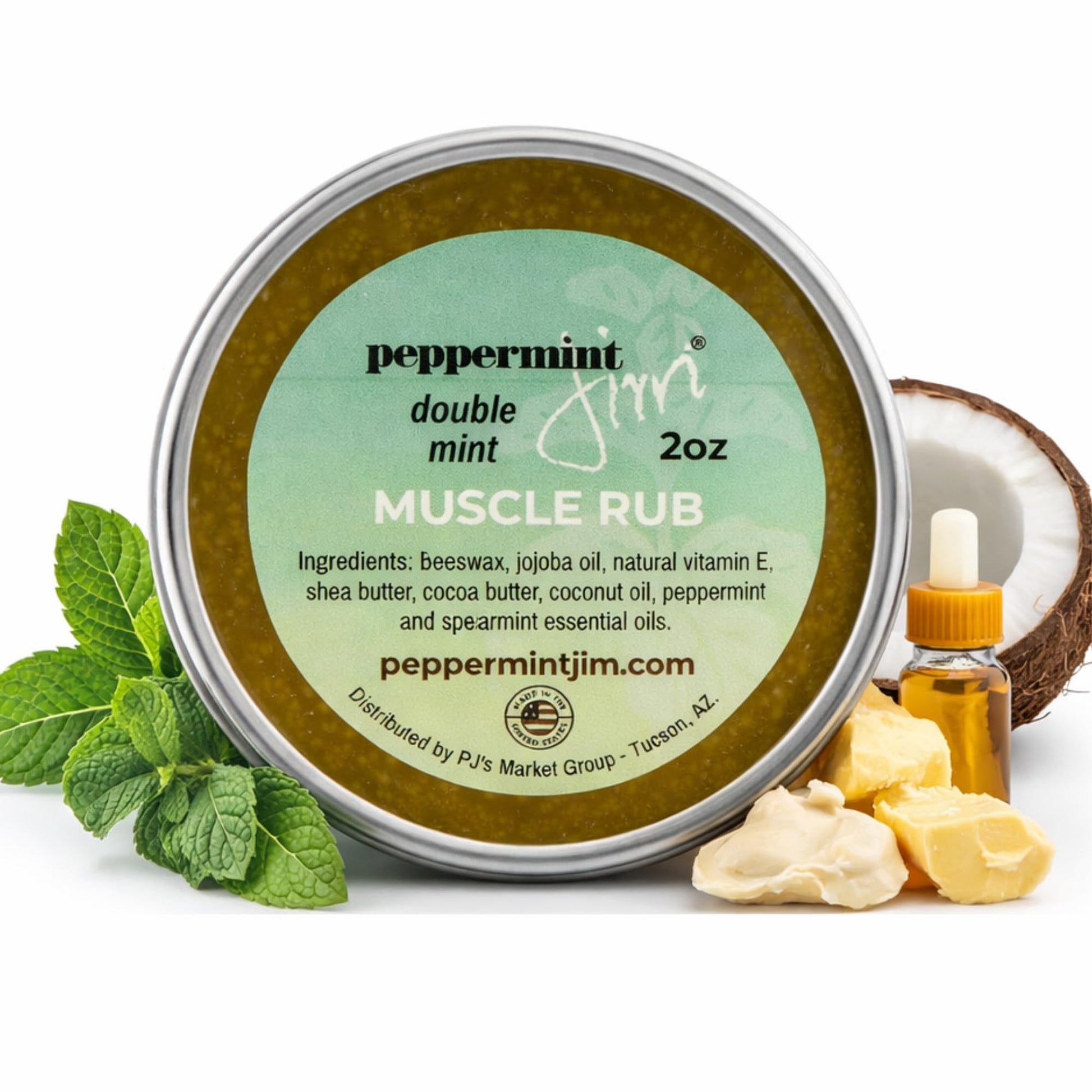 Peppermint Jim Double Mint Muscle Rub Balm 2oz, Fast Absorbing Cooling Relief Cream with Peppermint & Spearmint Oils, Non Greasy Soothing Balm for Sore Muscles, Back, Neck & Joints - Plant Based - dailyvitalstore