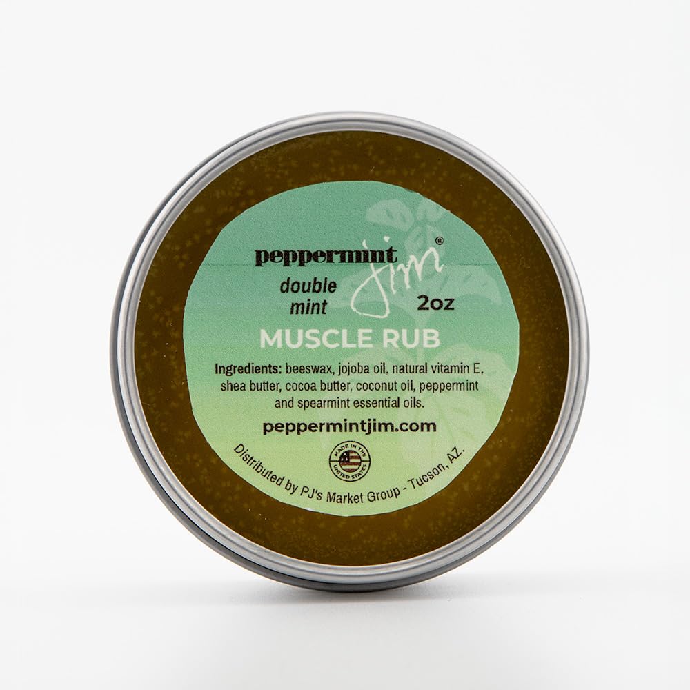 Peppermint Jim Double Mint Muscle Rub Balm 2oz, Fast Absorbing Cooling Relief Cream with Peppermint & Spearmint Oils, Non Greasy Soothing Balm for Sore Muscles, Back, Neck & Joints - Plant Based - dailyvitalstore