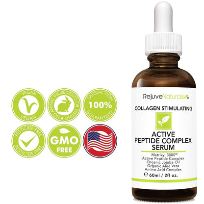 Peptide Complex Serum with Matrixyl 3000 (2 oz, Double-Sized) Minimizes Look of Fine Lines & Deep Wrinkles, Crow's Feet, Crepey Skin. Lightweight Anti Aging Moisturizer for Face & Neck - dailyvitalstore