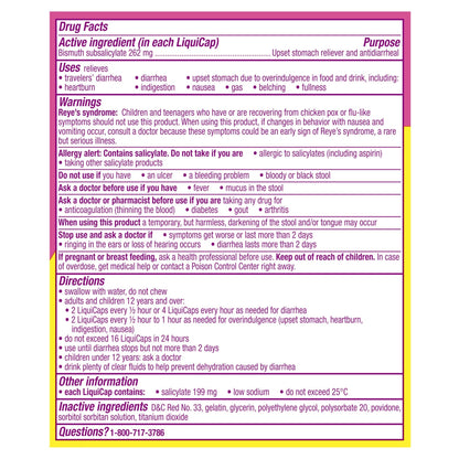 Pepto Bismol Liquicaps, Upset Stomach Relief, Nausea Relief, Heartburn Relief, Indigestion Relief, Anti Diarrhea Medication for Adults - 5 Symptom Fast Relief, No Flavor, 48 ct - dailyvitalstore