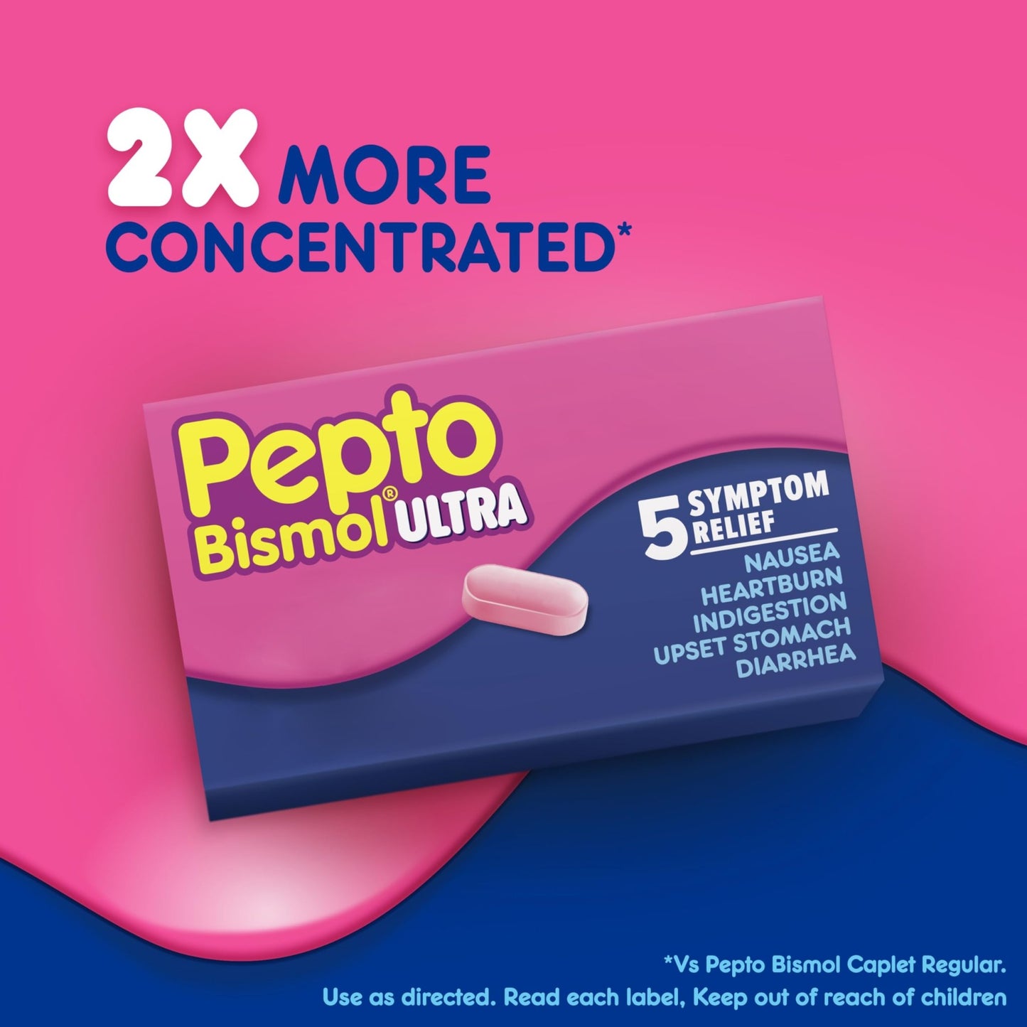 Pepto Bismol ULTRA Caplets, Upset Stomach Relief, Nausea Relief, Heartburn Relief, Indigestion Relief, Anti Diarrhea Medication for Adults - 5 Symptom Relief, 24 ct - dailyvitalstore