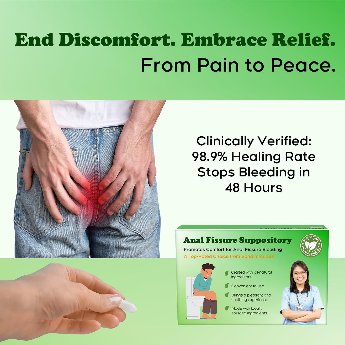Peralpow Anal Fissure Suppositories | Expert-Formulation for Rectal Bleeding Associated with Hemorrhoids, Anus Fissures, Diarrhea & Constipation | Curcuminoids & Turmeric Extract | 16 Inserts - dailyvitalstore