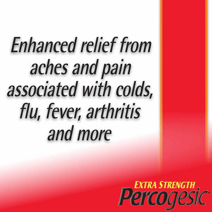 Percogesic Extra Strength Acetaminophen & Diphenhydramine Pain Relief, Fast-Acting Aspirin-Free Fever Reducer & Antihistamine, 60 Count - dailyvitalstore