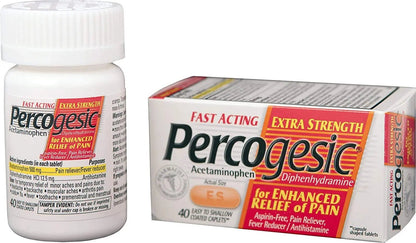Percogesic Extra Strength Pain Relief | Aspirin Free Dual Action Relief | 40 Coated Caplets (6 Pack) - dailyvitalstore