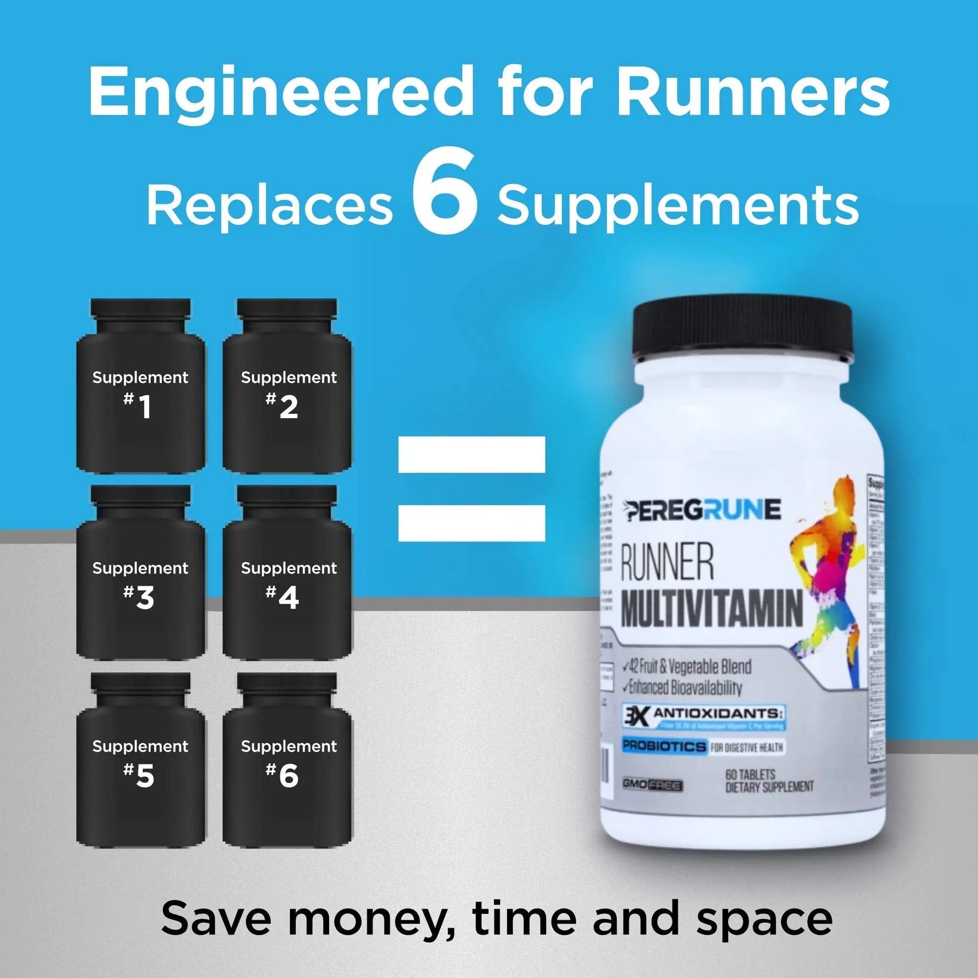 PEREGRUNE Runner Multivitamin & Joint Support Supplement | Antioxidants, Complete B-Complex & Probiotics to Support Energy - dailyvitalstore
