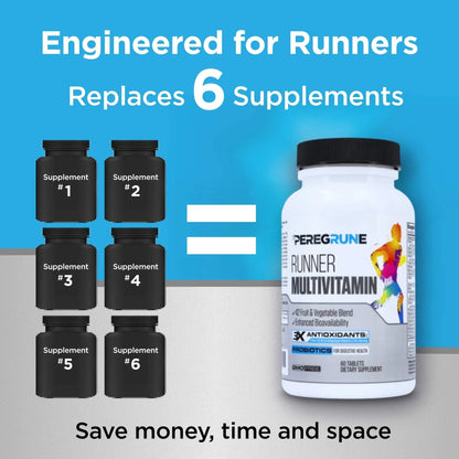 PEREGRUNE Runner Multivitamin & Joint Support Supplement | Antioxidants, Complete B-Complex & Probiotics to Support Energy - dailyvitalstore