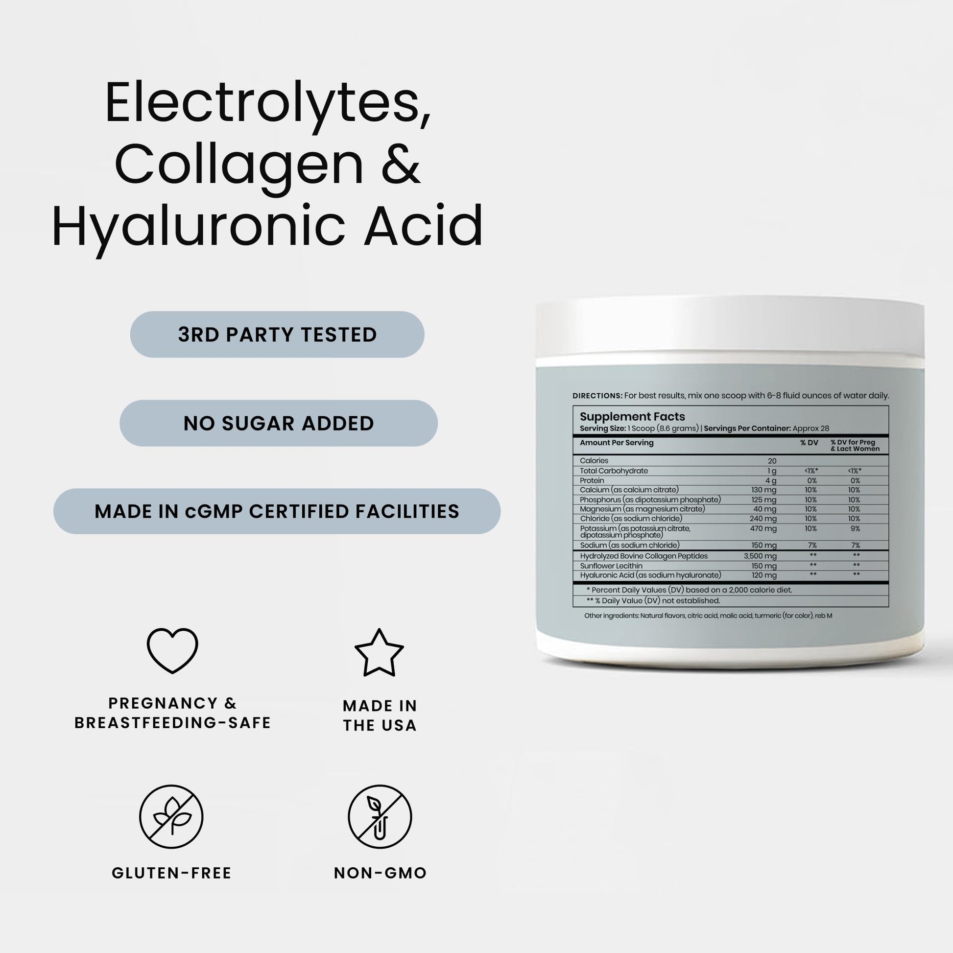 Perelel Hydration Powder, Electrolyte Supplement with Collagen & Hyaluronic Acid, Mango Lemonade Flavor, Soy & Gluten Free, Non GMO, No Added Sugar, 28 Servings - dailyvitalstore