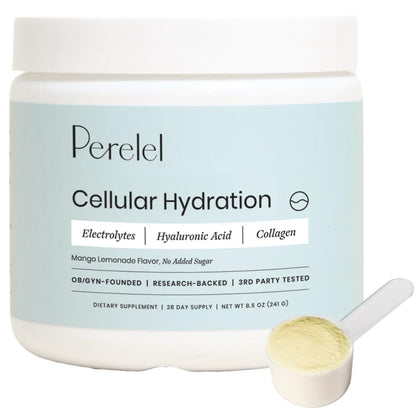 Perelel Hydration Powder, Electrolyte Supplement with Collagen & Hyaluronic Acid, Mango Lemonade Flavor, Soy & Gluten Free, Non GMO, No Added Sugar, 28 Servings - dailyvitalstore