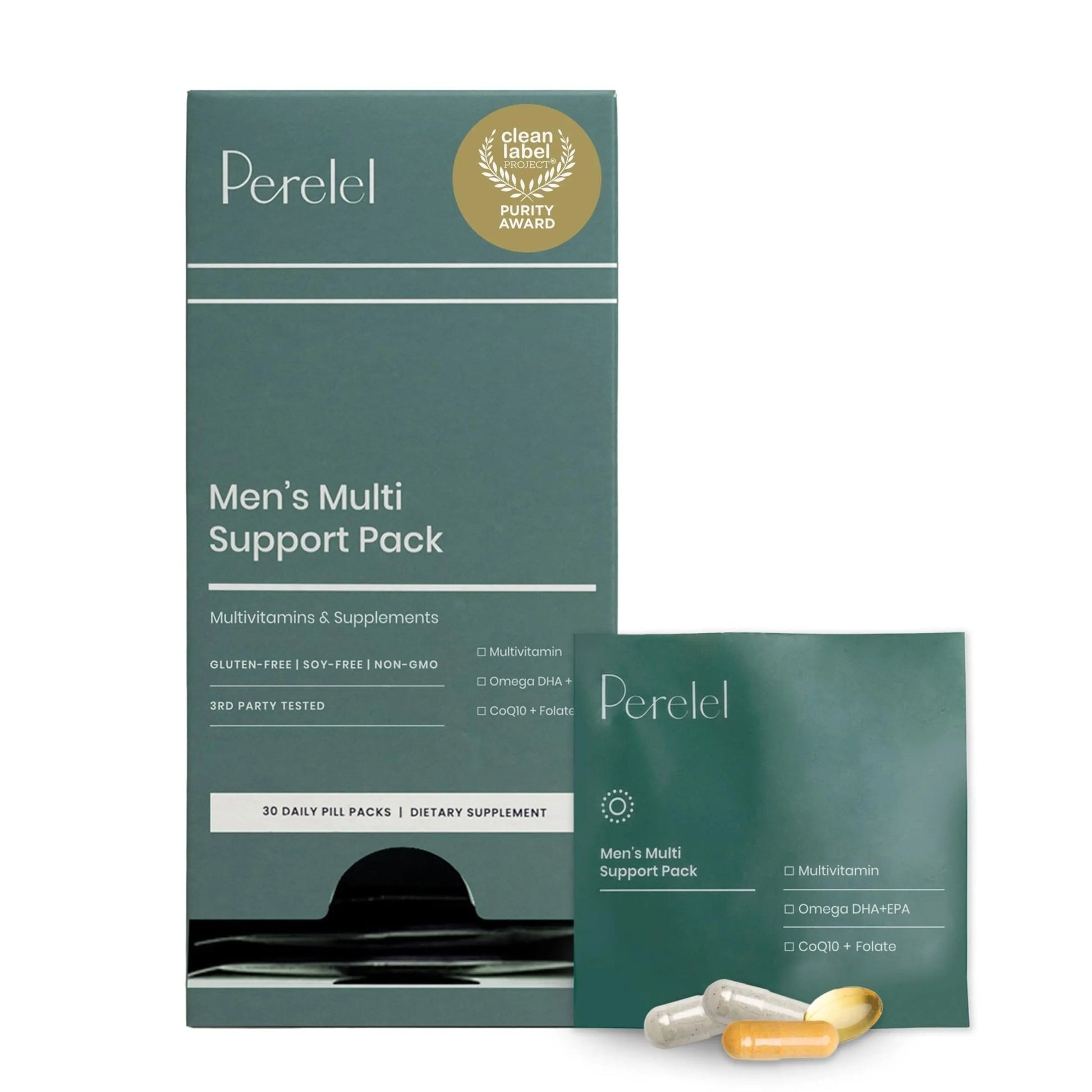 Perelel Men’s Multi Support Pack, Daily Multivitamin with Magnesium, Omega 3, CoQ10 & Folate, Nutritional Support - dailyvitalstore