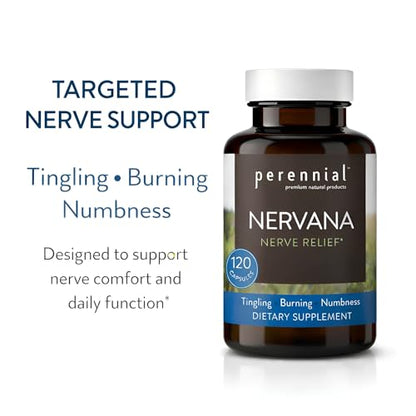 Perennial Nervana – Herbal Nerve Support for Tingling, Burning & Numbness Relief – Promotes Calm Focus & Stress Resilience – Non-Drowsy Mood Balance – 120ct* - dailyvitalstore