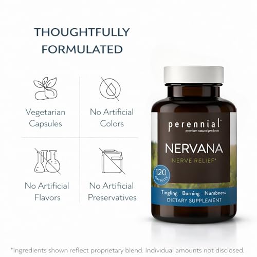 Perennial Nervana – Herbal Nerve Support for Tingling, Burning & Numbness Relief – Promotes Calm Focus & Stress Resilience – Non-Drowsy Mood Balance – 120ct* - dailyvitalstore