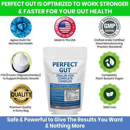 Perfect Gut: Inulin FOS Powder for Gut Health. Prebiotic Inulin. Unique Prebiotic 95% FOS Inulin Agave Fiber - dailyvitalstore