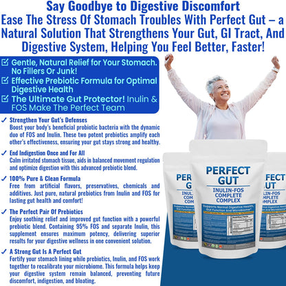Perfect Gut: Inulin FOS Powder for Gut Health. Prebiotic Inulin. Unique Prebiotic 95% FOS Inulin Agave Fiber - dailyvitalstore