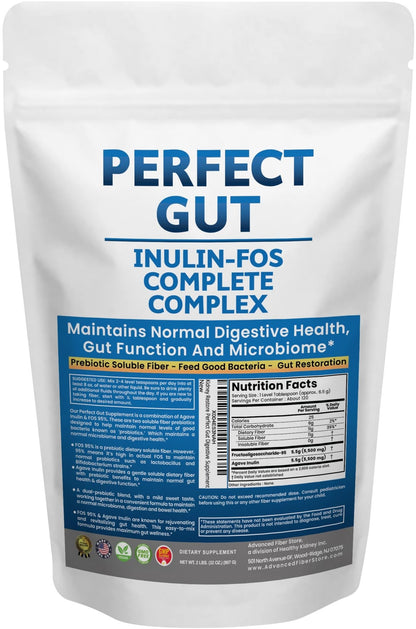 Perfect Gut: Inulin FOS Powder for Gut Health. Prebiotic Inulin. Unique Prebiotic 95% FOS Inulin Agave Fiber - dailyvitalstore