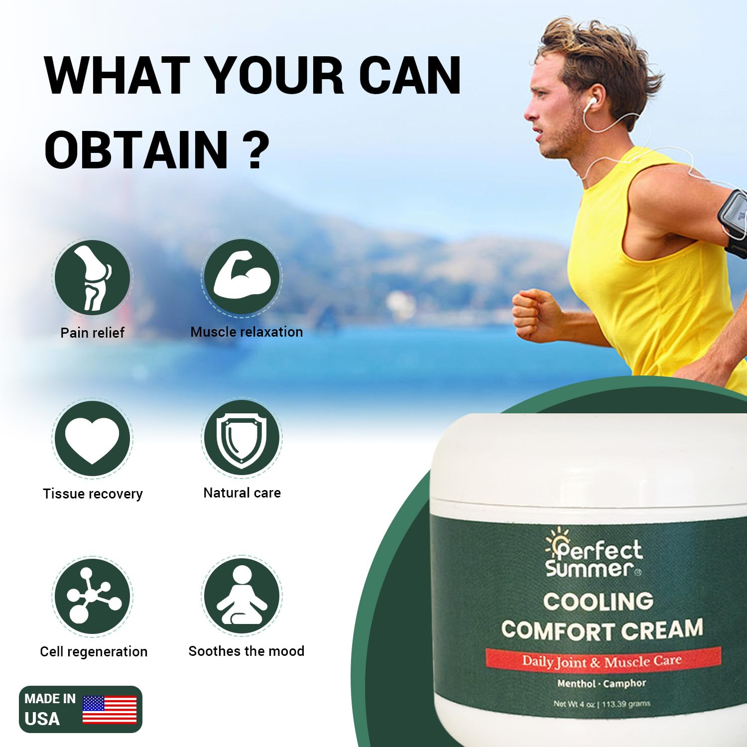 Perfect Summer Cooling Comfort Cream – Muscle Rub & Joint Care – Cooling Relief for Back, Neck, Shoulders & Knees – Non-Greasy, Fast-Absorbing Topical Cream, 4 oz - dailyvitalstore