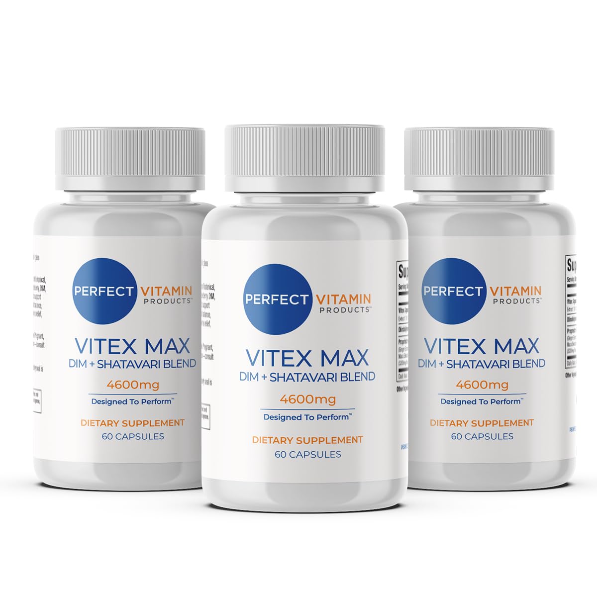 Perfect Vitamin Products Vitex Max DIM + Shatavari – Hormone Balance & Menopause Support for Women – Vegan Blend with Adaptogens for Mood, Cycle & Stress Relief – 4600mg (3-Pack) - dailyvitalstore