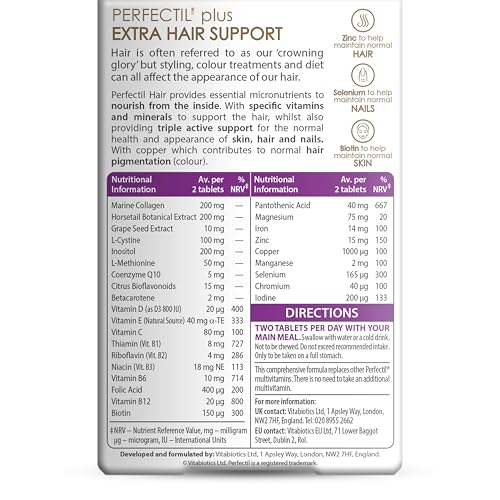 Perfectil Vitabiotics Multivitamin | Hair Growth and Thickening Formula | Supports Thicker, Healthy Hair | Vitamin D, E, Collagen, Biotin, and More - dailyvitalstore