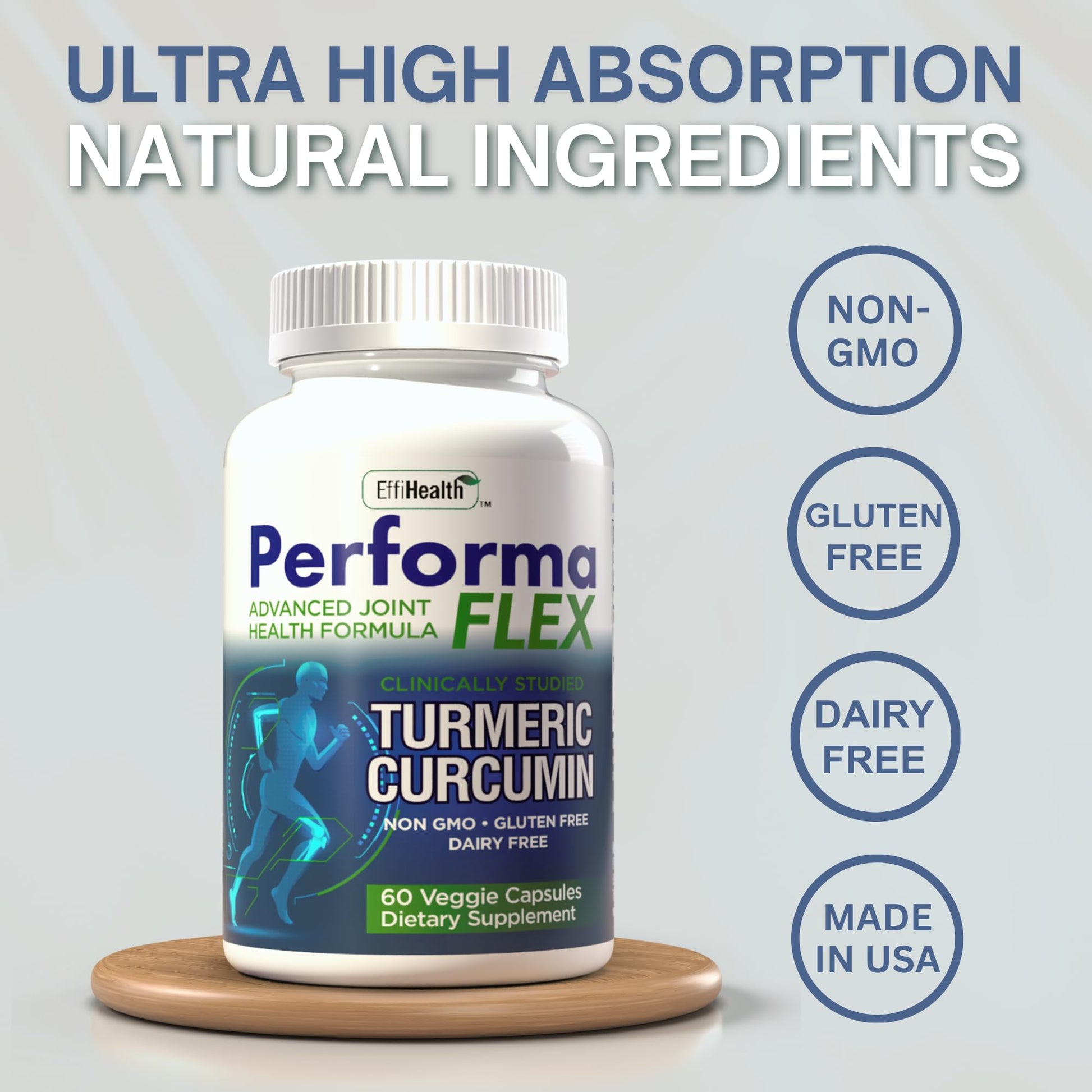 Performa Flex - Joint Support Supplement with Meriva, Turmeric Curcumin, Tart Cherry & Ginger – Ultra High Absorption – Support for Joint Mobility, Joint & Cartilage Health – 60 Capsules - dailyvitalstore