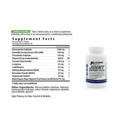 PERFORMANCE INSPIRED Nutrition Joint Support Plus – Glucosamine, Chondroitin, Turmeric & BioPerine – Triple Strength Joint Comfort & Mobility Support – 90 Count - dailyvitalstore