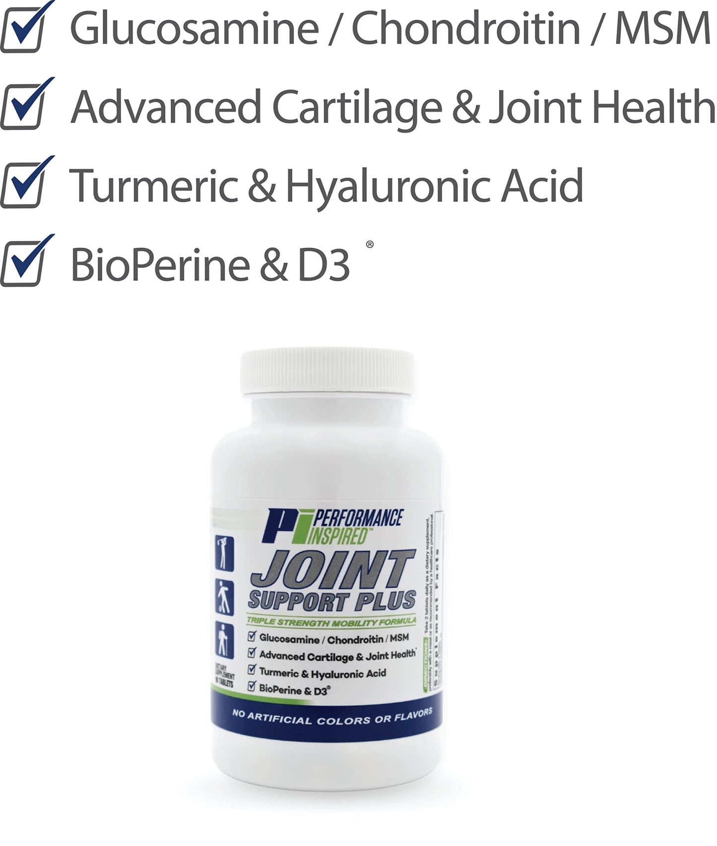 PERFORMANCE INSPIRED Nutrition Joint Support Plus – Glucosamine, Chondroitin, Turmeric & BioPerine – Triple Strength Joint Comfort & Mobility Support – 90 Count - dailyvitalstore
