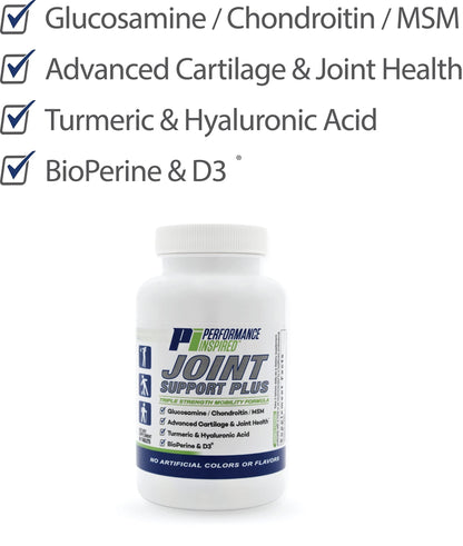 PERFORMANCE INSPIRED Nutrition Joint Support Plus – Glucosamine, Chondroitin, Turmeric & BioPerine – Triple Strength Joint Comfort & Mobility Support – 90 Count - dailyvitalstore