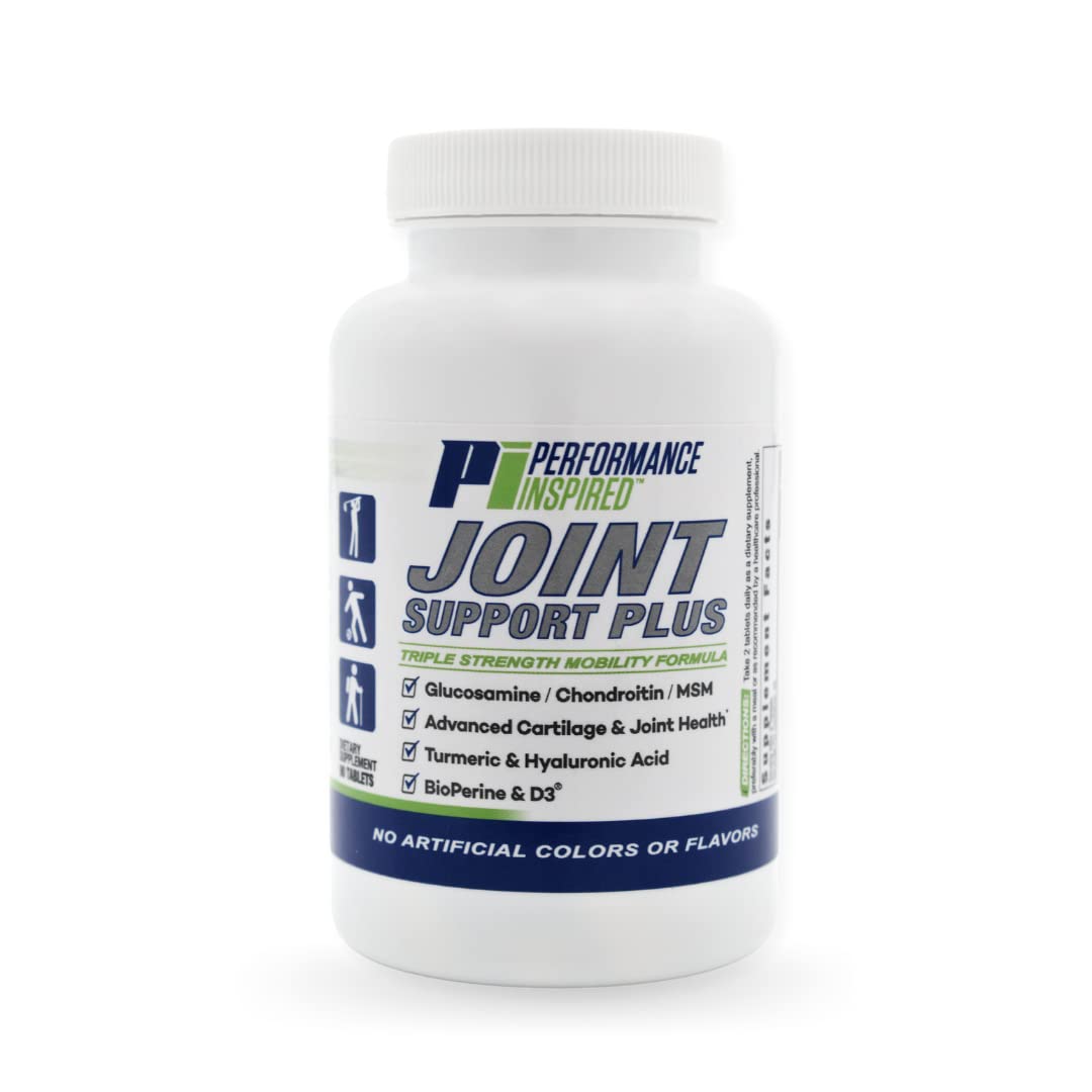 PERFORMANCE INSPIRED Nutrition Joint Support Plus – Glucosamine, Chondroitin, Turmeric & BioPerine – Triple Strength Joint Comfort & Mobility Support – 90 Count - dailyvitalstore