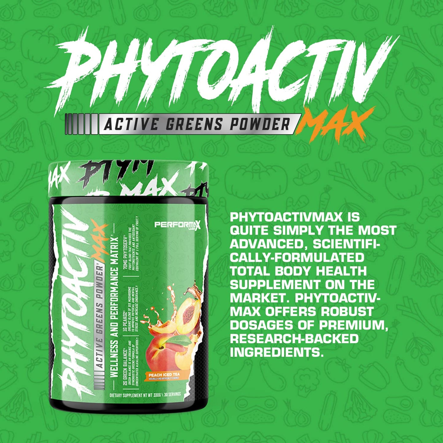 Performax Labs PhytoactivMax Active Greens Powder Wellness and Performance Matrix | Phytonutrients – Overall Health | 30 Servings (Strawberry Pineapple) - dailyvitalstore