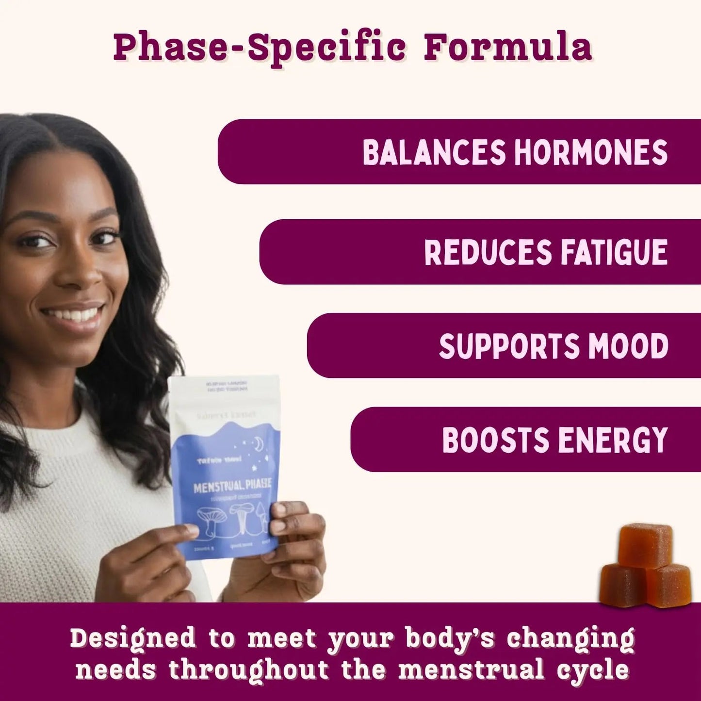 Period ovulatory & PMS Support Supplement for Women – Hormone Balance + 4-Phase Menstrual Cycle Kit | Vegan Functional Mushroom Gummies by Baker’s Botanics (Pack of 6)(30 Gummies) - dailyvitalstore