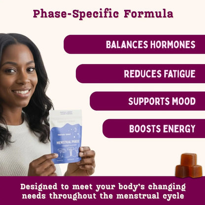 Period ovulatory & PMS Support Supplement for Women – Hormone Balance + 4-Phase Menstrual Cycle Kit | Vegan Functional Mushroom Gummies by Baker’s Botanics (Pack of 6)(30 Gummies) - dailyvitalstore