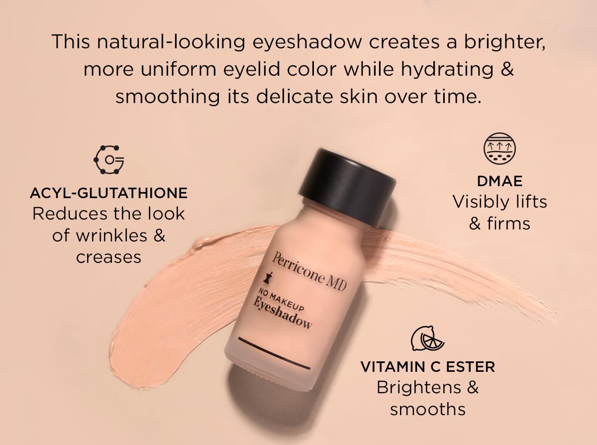 Perricone MD No Makeup Liquid Eyeshadow - Hydrating Serum Texture - Crease-Proof Anti-Aging with Vitamin C - Smooths & Brightens Eyelids - Long-Wearing Satin Finish for All Ages, Shade 2, 0.3 fl oz - dailyvitalstore