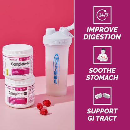 PEScience Complete-GI Gut Health Powder, Probiotics for Women and Men, Digestive Enzymes, Prebiotic Fiber, L-Glutamine - dailyvitalstore