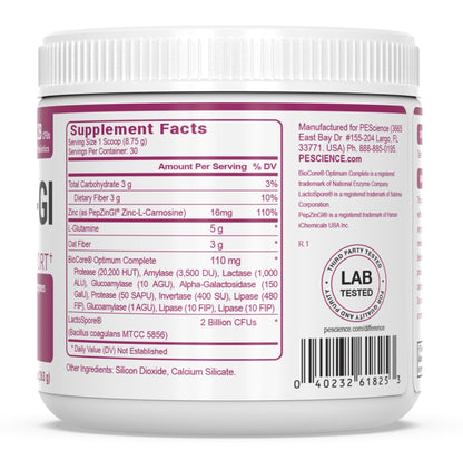 PEScience Complete-GI Gut Health Powder, Probiotics for Women and Men, Digestive Enzymes, Prebiotic Fiber, L-Glutamine - dailyvitalstore