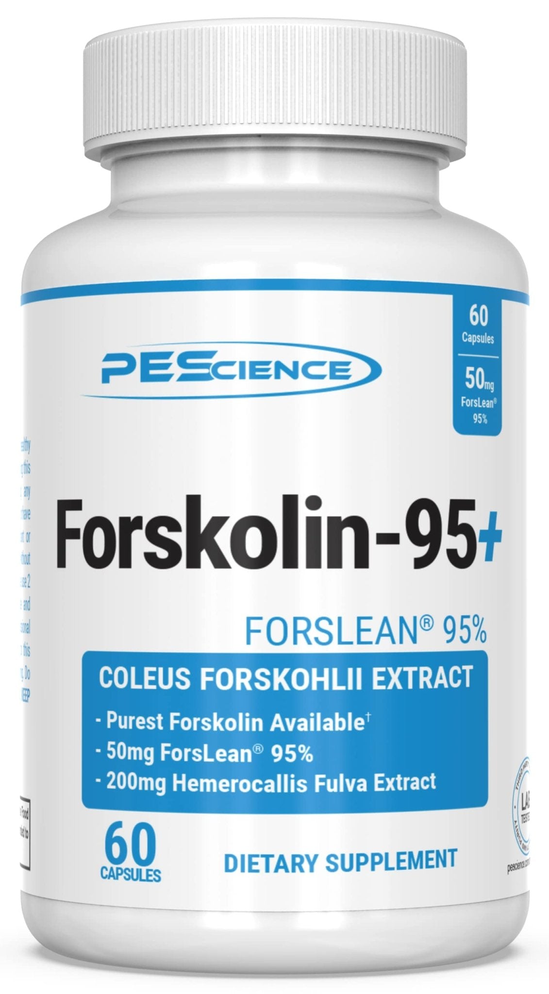 PEScience Forskolin-95+ Capsules, 95% Pure Forskolin from Coleus Forskohlii Extract with Hemerocallis Fulva Extract, Patented ForsLean, 50mg, 60 Count - dailyvitalstore