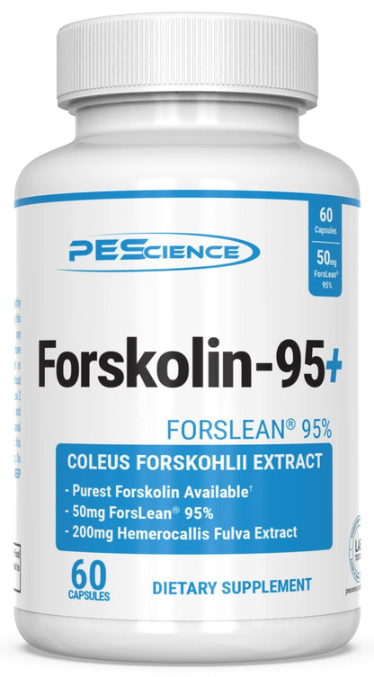 PEScience Forskolin-95+ Capsules, 95% Pure Forskolin from Coleus Forskohlii Extract with Hemerocallis Fulva Extract, Patented ForsLean, 50mg, 60 Count - dailyvitalstore