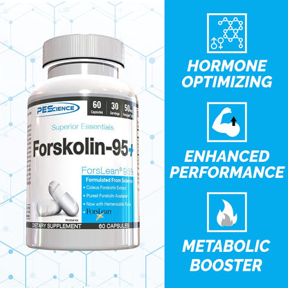 PEScience Forskolin-95+ Capsules, 95% Pure Forskolin from Coleus Forskohlii Extract with Hemerocallis Fulva Extract, Patented ForsLean, 50mg, 60 Count - dailyvitalstore